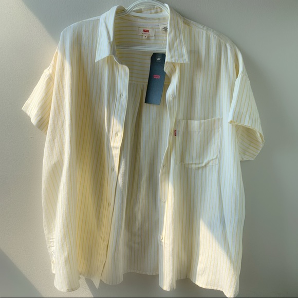 Levi's white striped  Shirt blouse size M - Picture 3 of 9